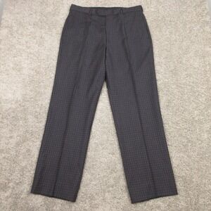 Paul Smith Pants Mens 33x30 Black Red Geometric Wool Trousers Pockets Zip Italy